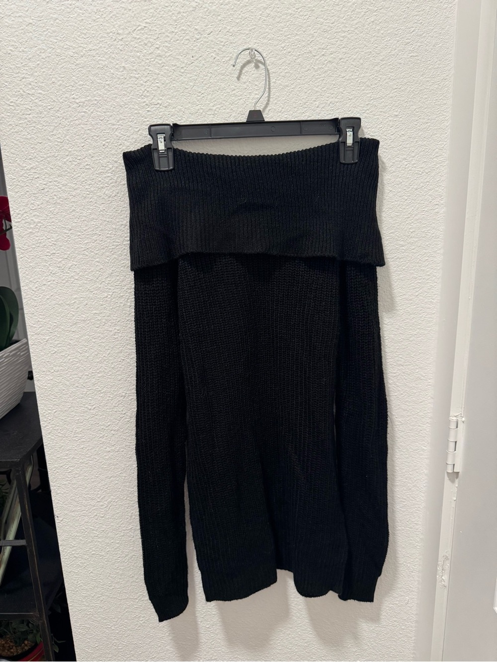 Chesley Black Off-the-Shoulder Knit Sweater/ Mini Dress